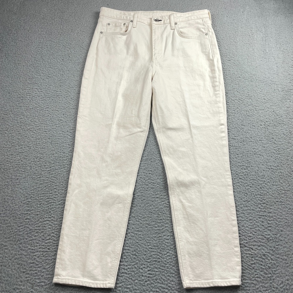 Rag & Bone Jeans Womens 31 Nina High Rise Ankle Cigarette in Ecru Denim